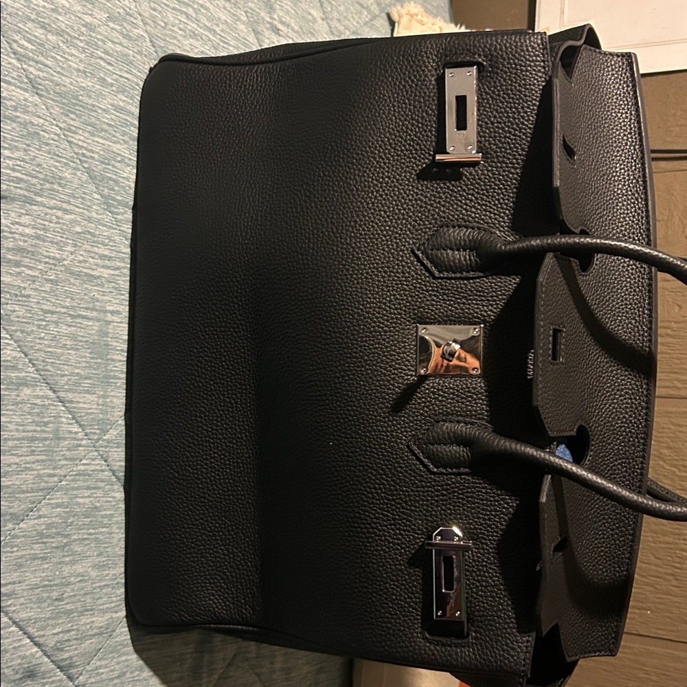 Black Leather Top-Handle Briefcase